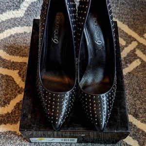 6.5 Boutique 9 Black Leather Studded High Heel
